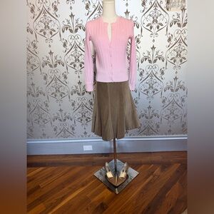 Polo Ralph Lauren Pink Cable Knit Cardigan XS + H&M Velvet Skirt Set Size 4